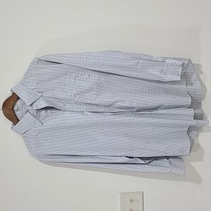 Enro Men's 2XL Long Sleeve Button UP Light Blue Brown Cross Pattern